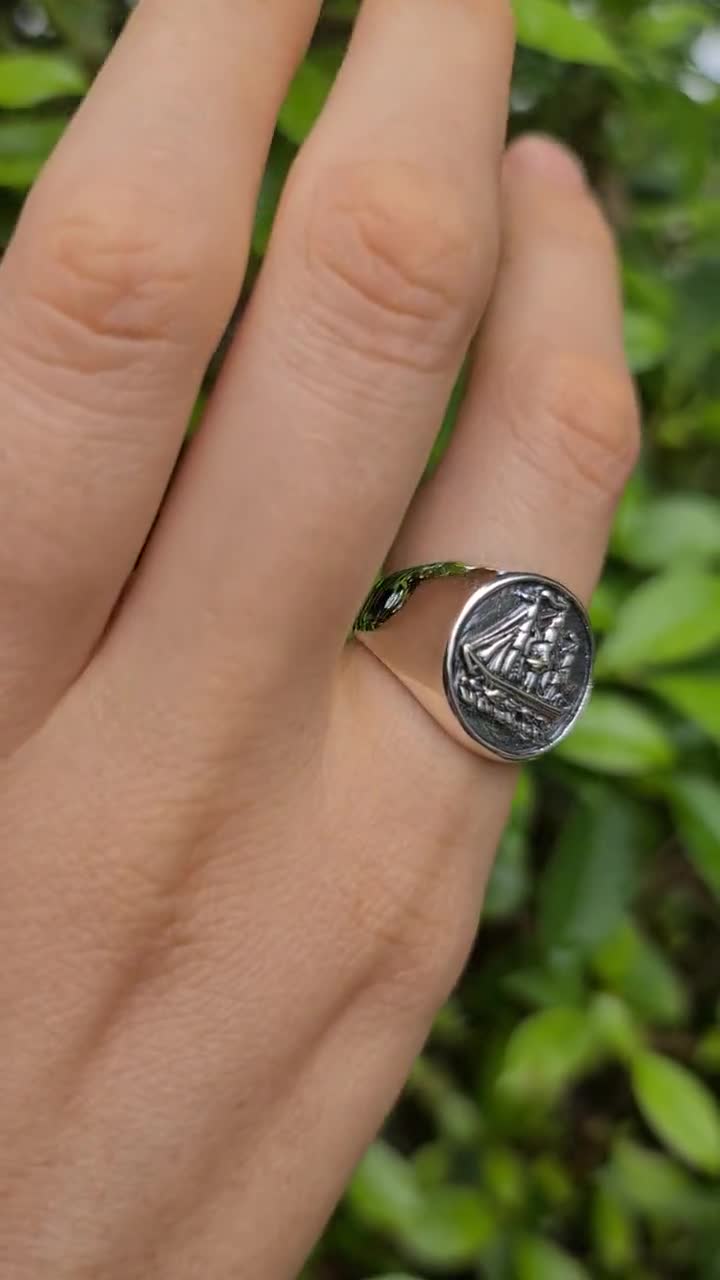 Bague en Argent avec Médaille en forme d'Etoile à Graver