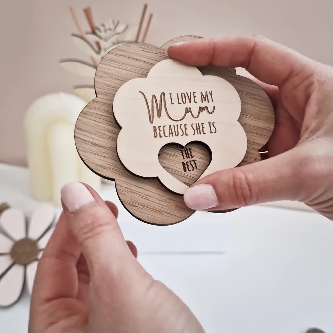 Personalised Wooden Valentine's Day Card Gift Unique Hearts