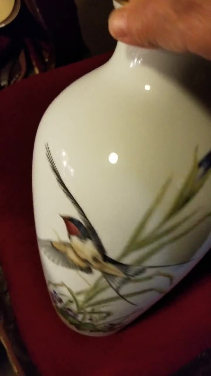 Franklin Porcelain the Meadowland Bird Vase by Basil Ede