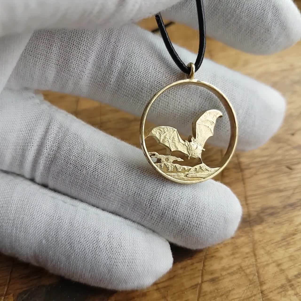 Bat - Handmade pendant from a Polish 2 zloty coin - Europe, Poland video poster