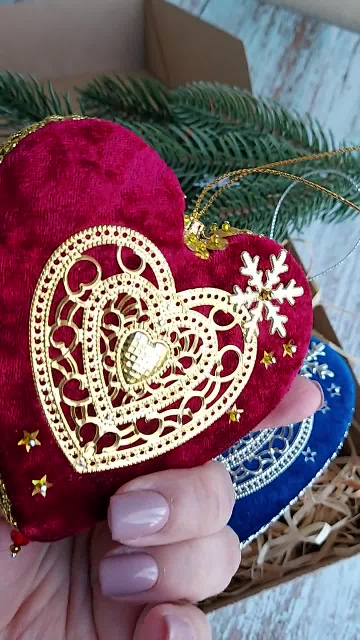 Christmas Heart Set 2 Pcs New Year's Ornament Heart-shaped