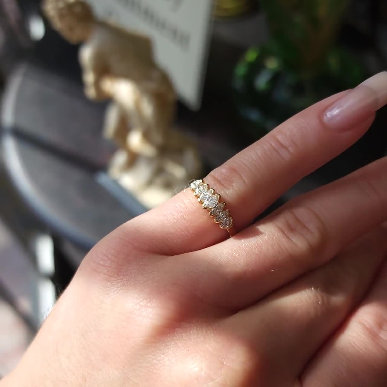 Vintage Estate C1970 14K Gold Cathedral 0.50TCW Marquise