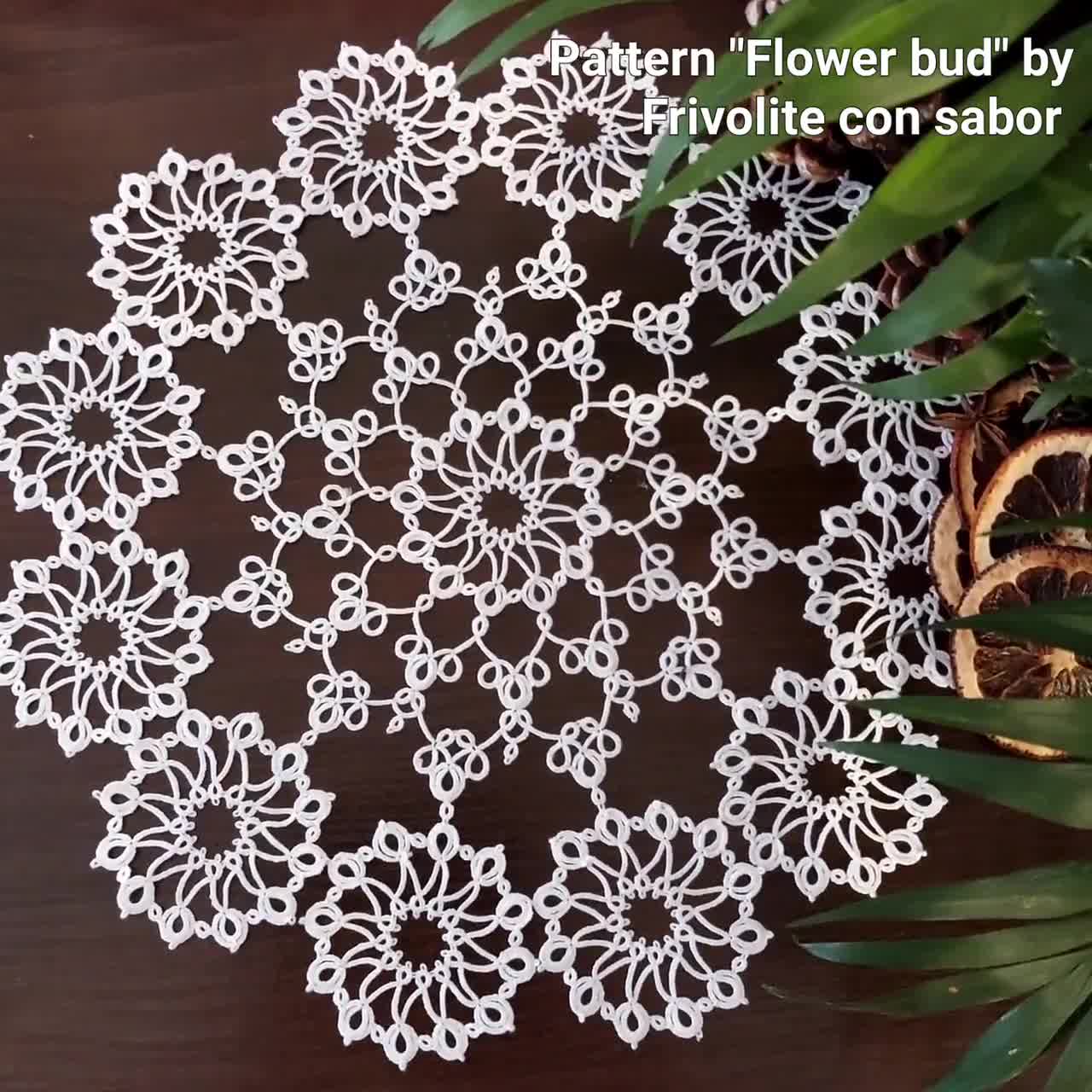 PDF tatting pattern doily. Tatting motif flower, digital download -  Crealandia