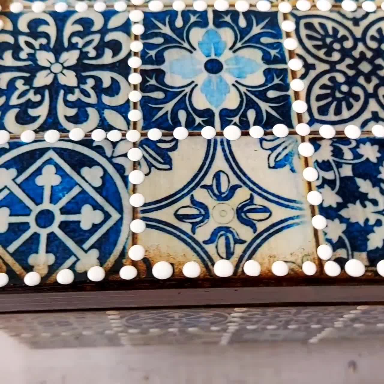 Tea hot Box Azulejos Portugueses Tiles Style, 6 compartment tea box ,MADE TO ORDER