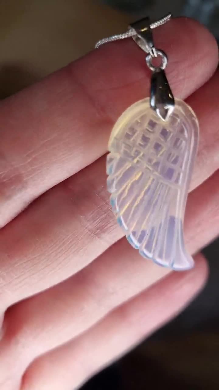 Crystal Opal Sterling Silver 925 Angel Wings Key Pendant - Flight of Dream  - Shop RealizedStudio Artisan Jewelry Necklaces - Pinkoi