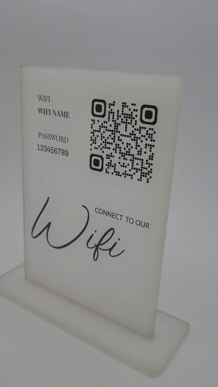 Wifi QR Scannable Code Acrylic Plaque Pub Hotel restaurant Office Cafe Shop  Internet Home QR Code Scanner New Home Decor 