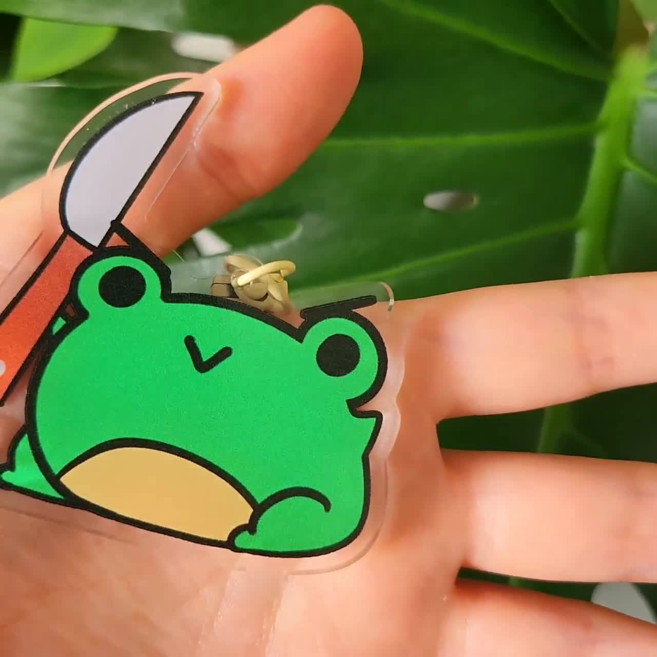 Frog With Knife Acrylic Keychain