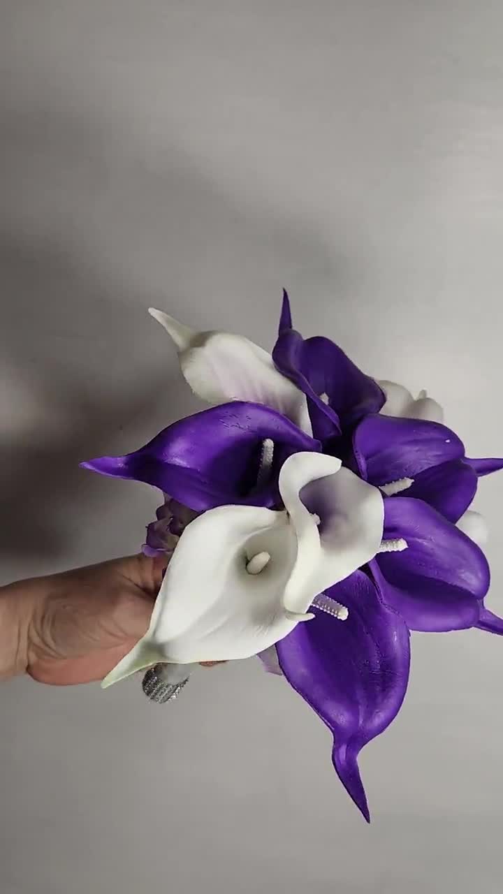 Teal Purple Royal Blue Calla Lily Galaxy Orchid Bridal Wedding