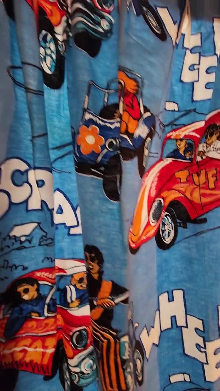 Vintage '70s SCREAMER selling WHEELS Sears Fabric Panel, Heavy Duty Cotton, Vinyl/Plastic Lined, 126 x 41 Inches