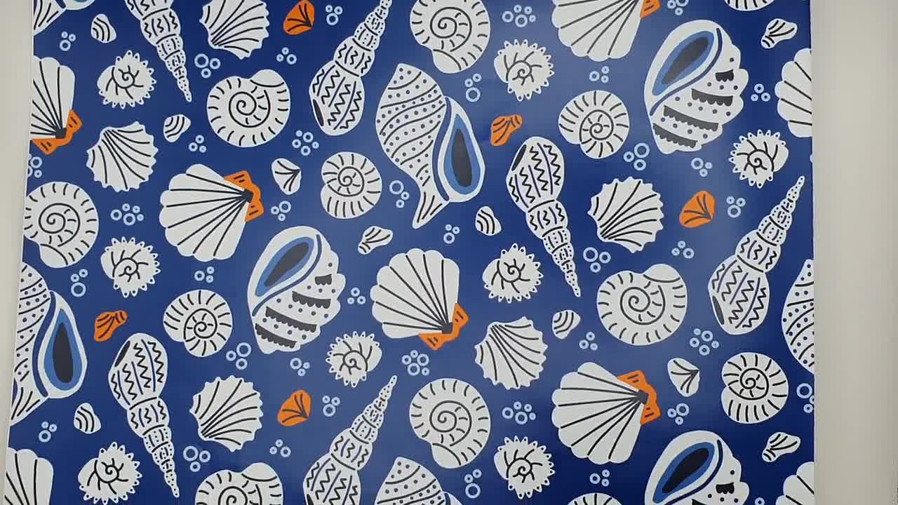 Blue Seashell Gift Wrap Sheets, Hand-designed Ocean Theme Wrapping Paper for  Him or Beach Lovers, With Clam Shells, Conches, and Scallops 