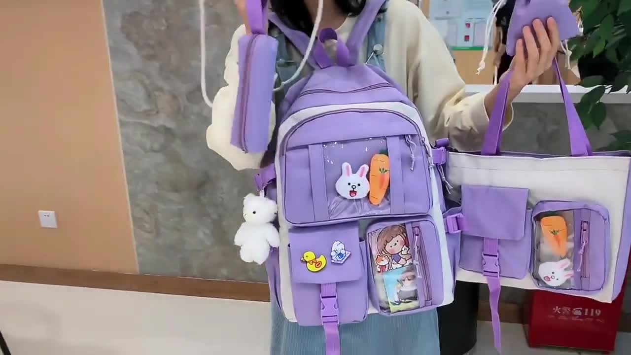 Bxingsftys Kawaii Backpack Cute Tote Crossbody Bag Girl School Crossbody Shoulder Bag with Kawaii Accessories Multi Purpose(Black), Women's, Size: 330