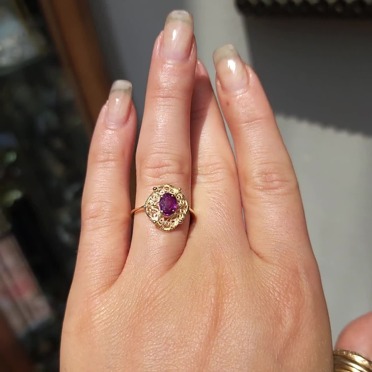 nff☆holy rood ring Idyllia cocktail ring, Octagon cut, Crystal pearls, Heart