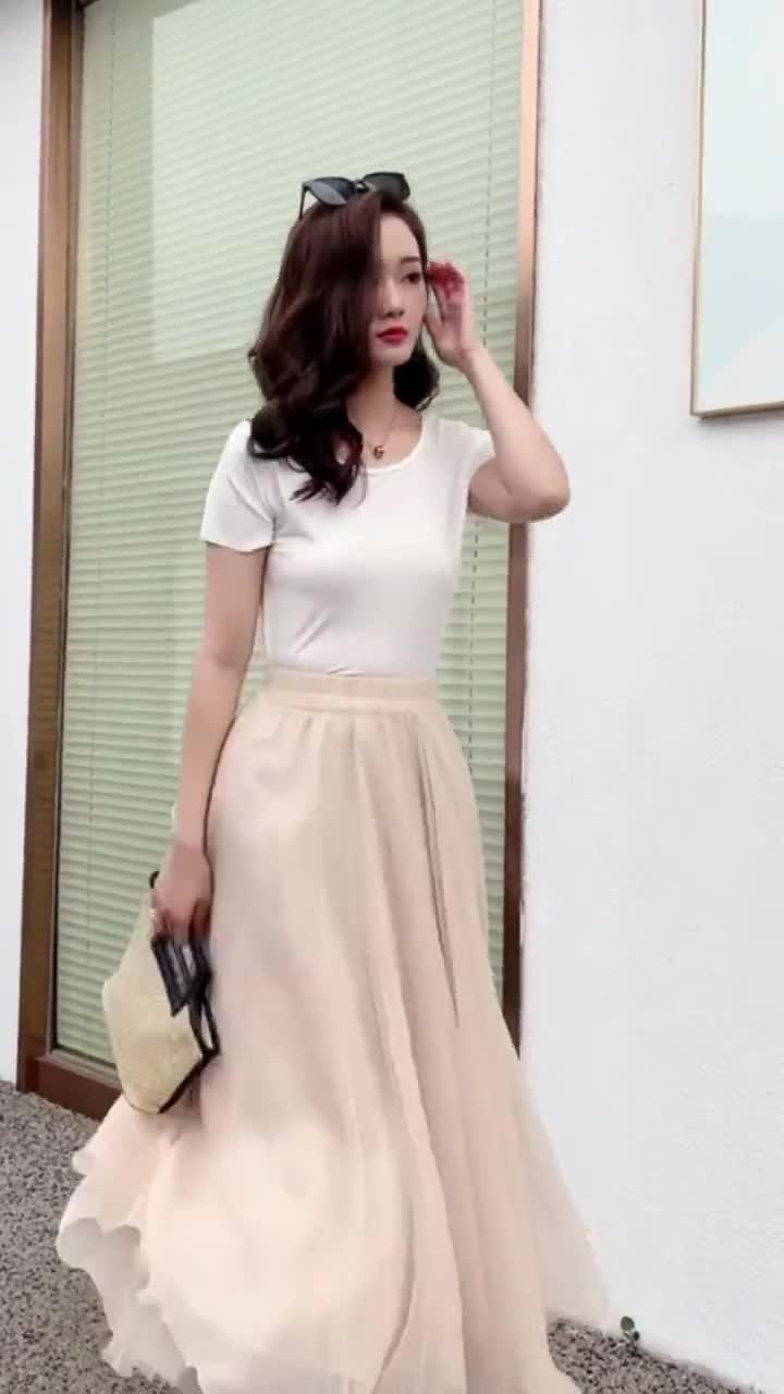 Chiffon Skirt, Boho Maxi Skirt, Chiffon Womens Skirt, Beach