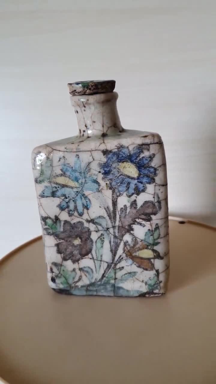 Antique Flask Qajar Dynasty Triangular Late 19th Century