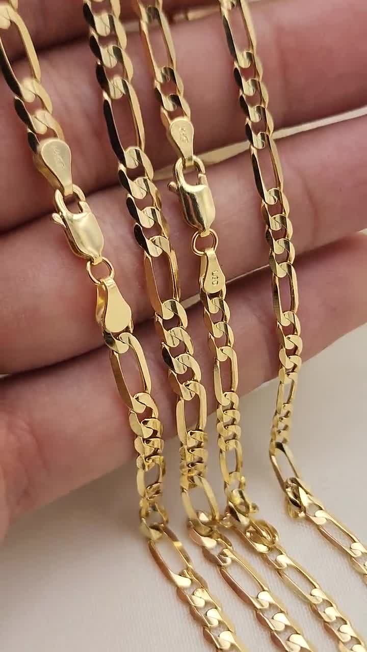 Solid 14k Gold Close Link Figaro Chains - 1MM, 2MM, 3MM, 3.9 Solid 14k Gold Close Link Figaro Chains - 1MM, 2MM, 3MM, 3.9