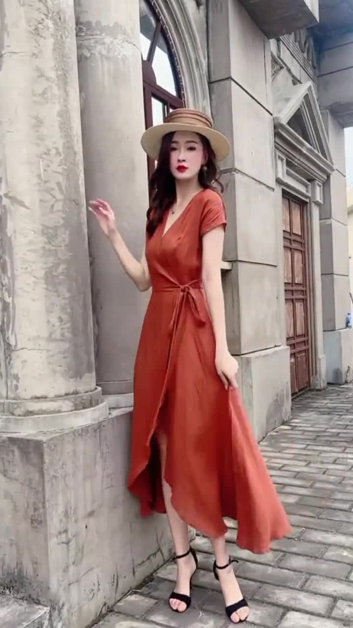  Vestidos de lino italiano para mujer, casual, sin