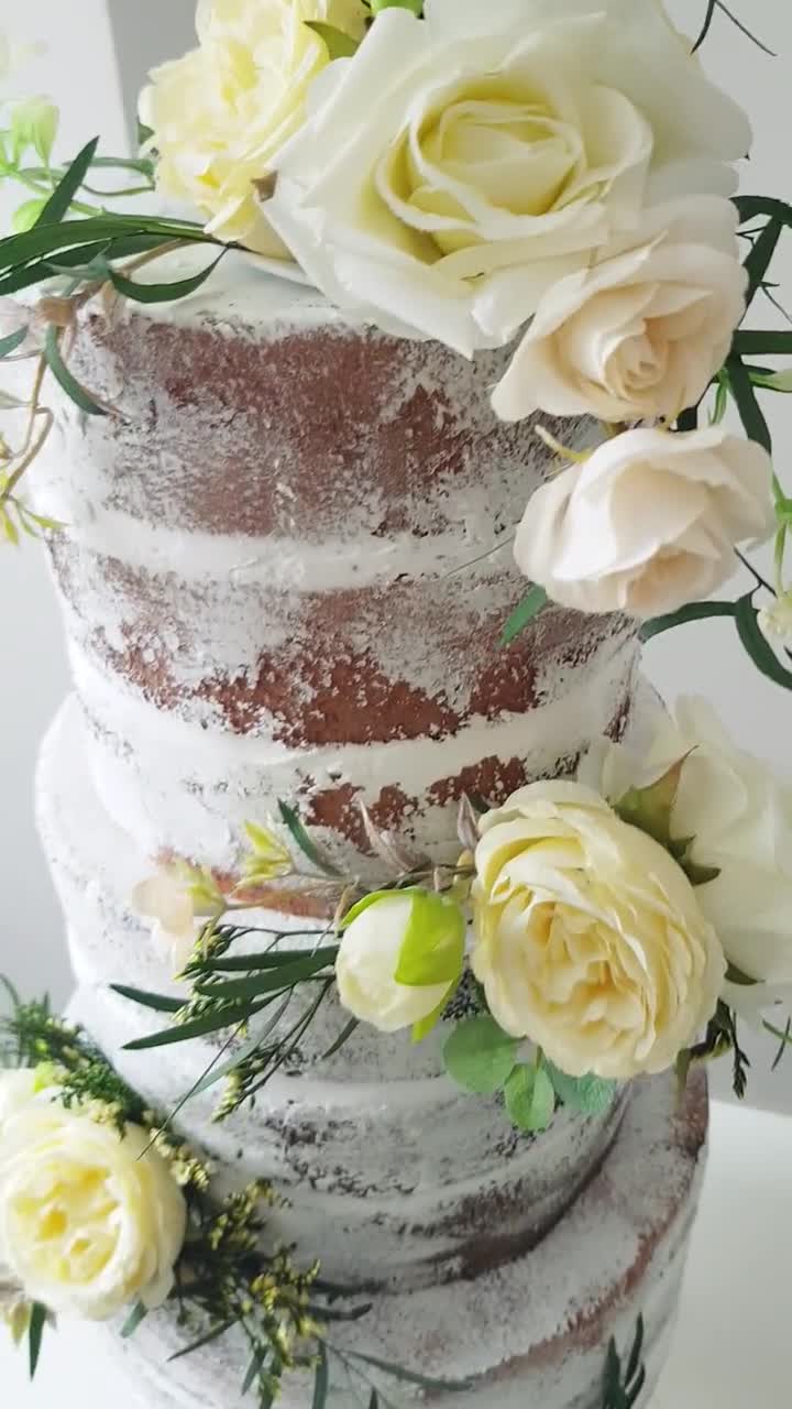 3 Tier Fake Naked Cake for Wedding, Faux seminaked cake, Faux cake for  wedding, Faux seminaked cake for wedding.