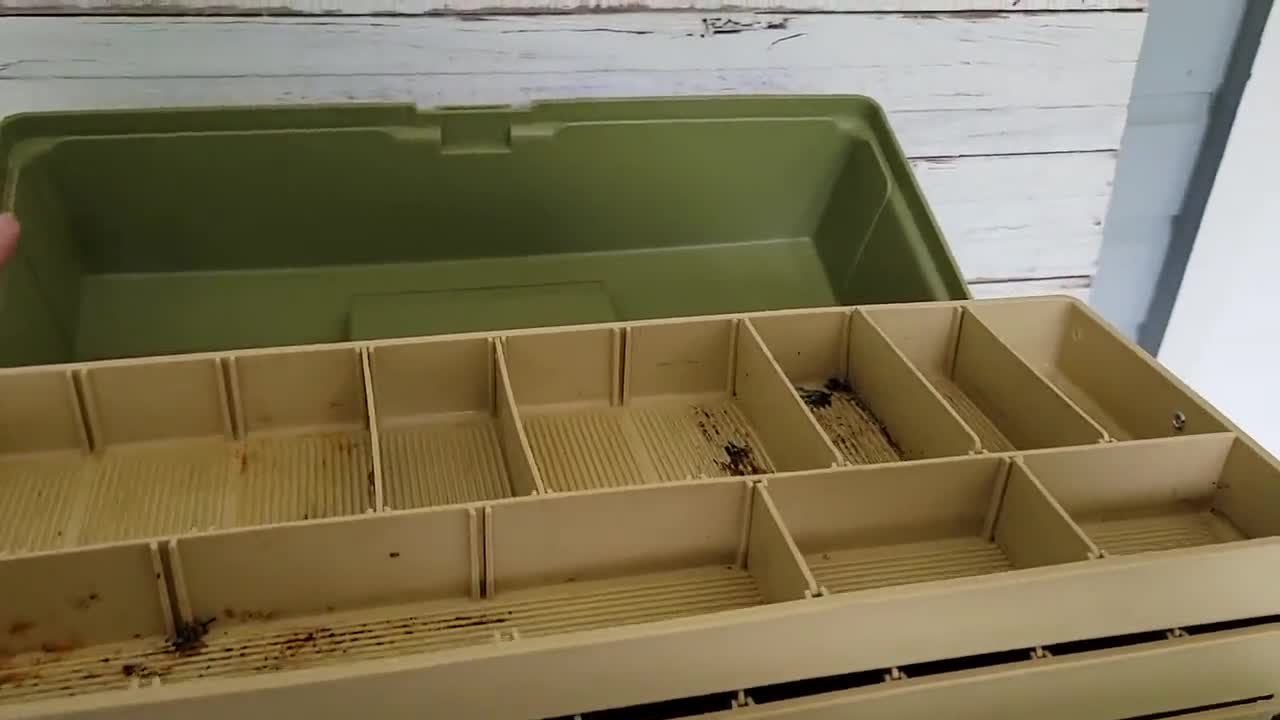 Vintage Plano Tackle Box Green and Gold 3 Shelf Multiple