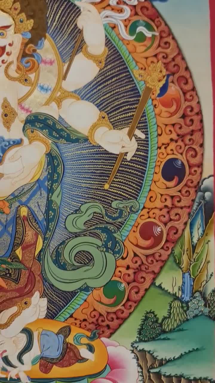 154. 白マハーカーラタンカ：錦織りの仏教美術 - Etsy 日本