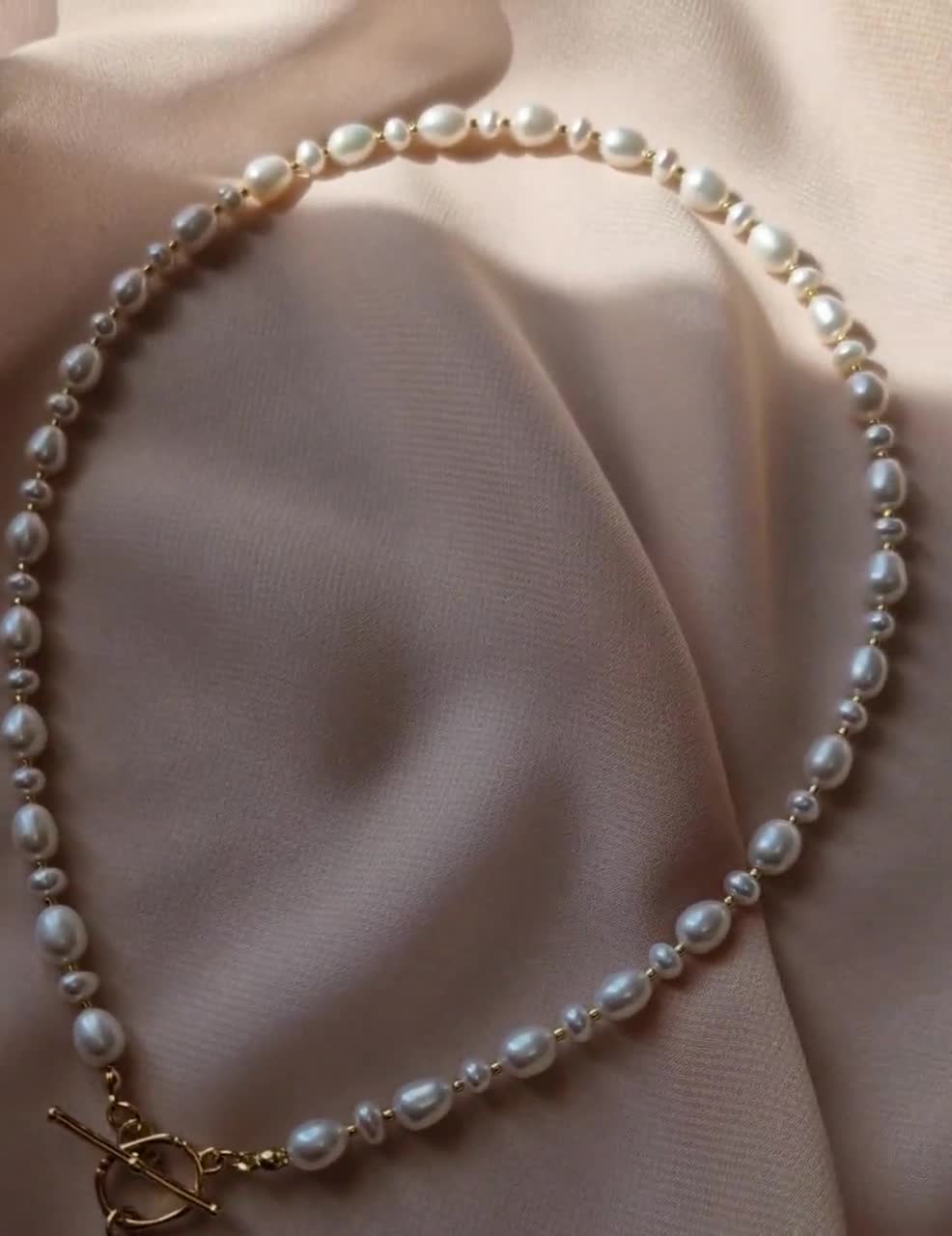 Baroque Pearl Pendant Necklace, Toggle Clasp Pearl Necklace