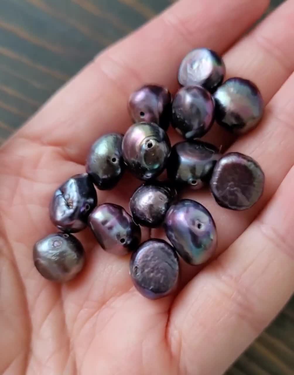 10pcs, 10mm-12mm BIG Irregular Baroque Black Pearls