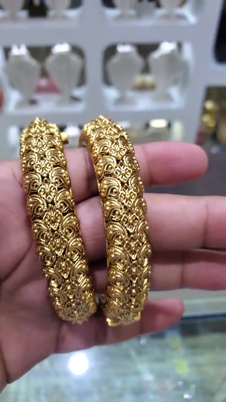 BA9327 22ct Gold Plated Bracelets Open Type Indian Fashion Jewelry Online |  JewelSmart.in