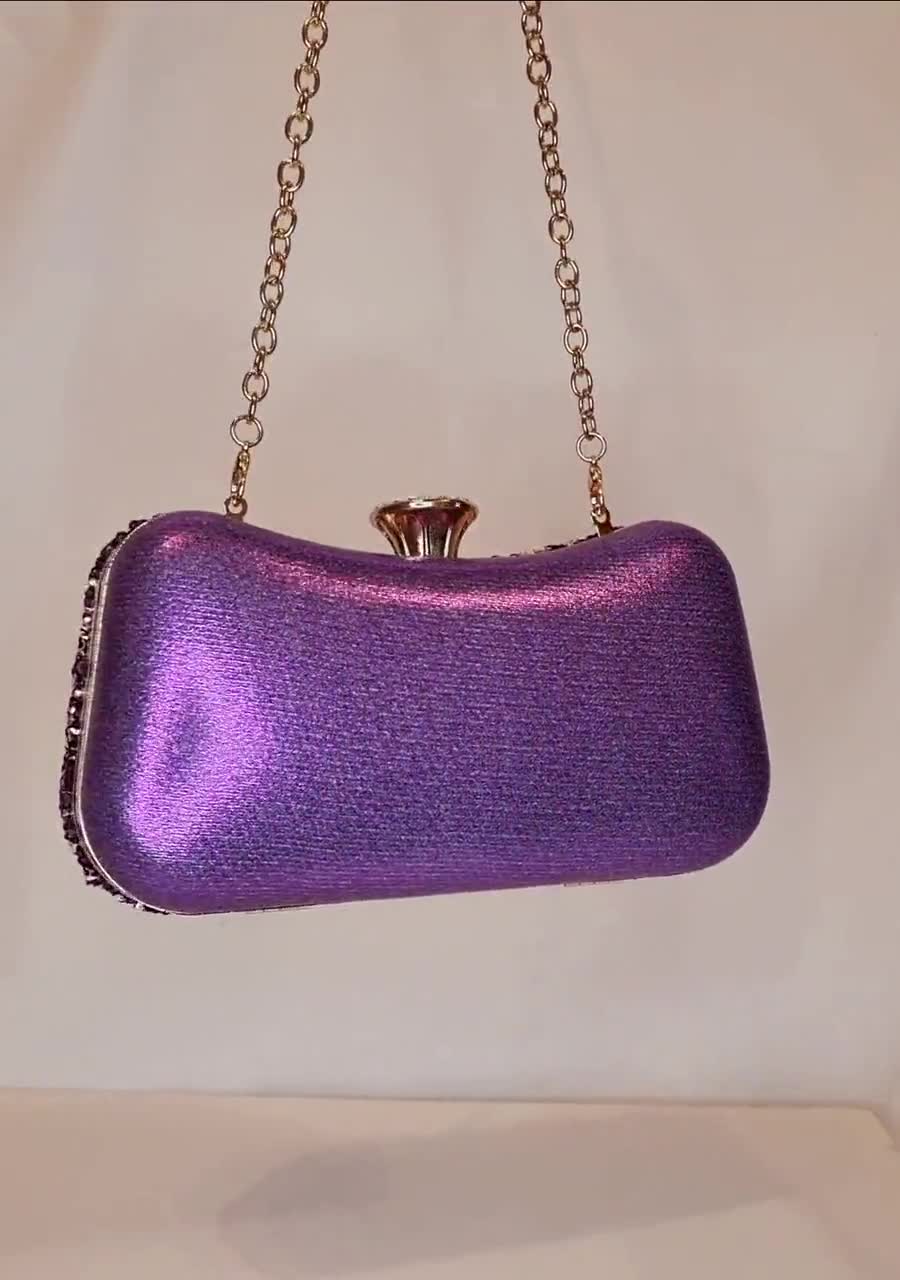 Top Unique Fashion Purple Silver Geo Clutch New