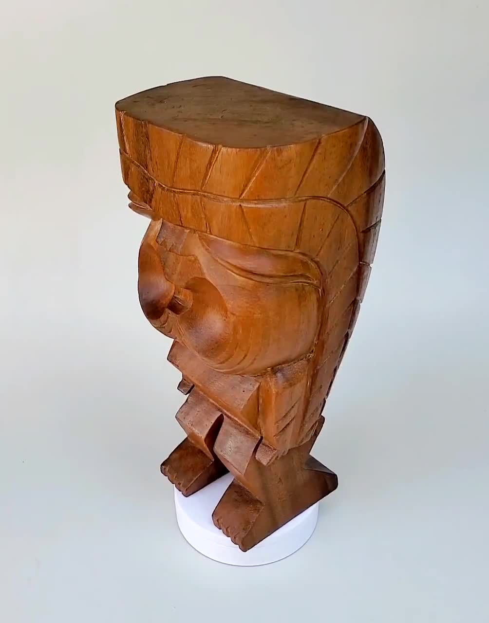 Vintage Wooden Tiki Warrior Statue Hawaii Polynesian Carved - Etsy