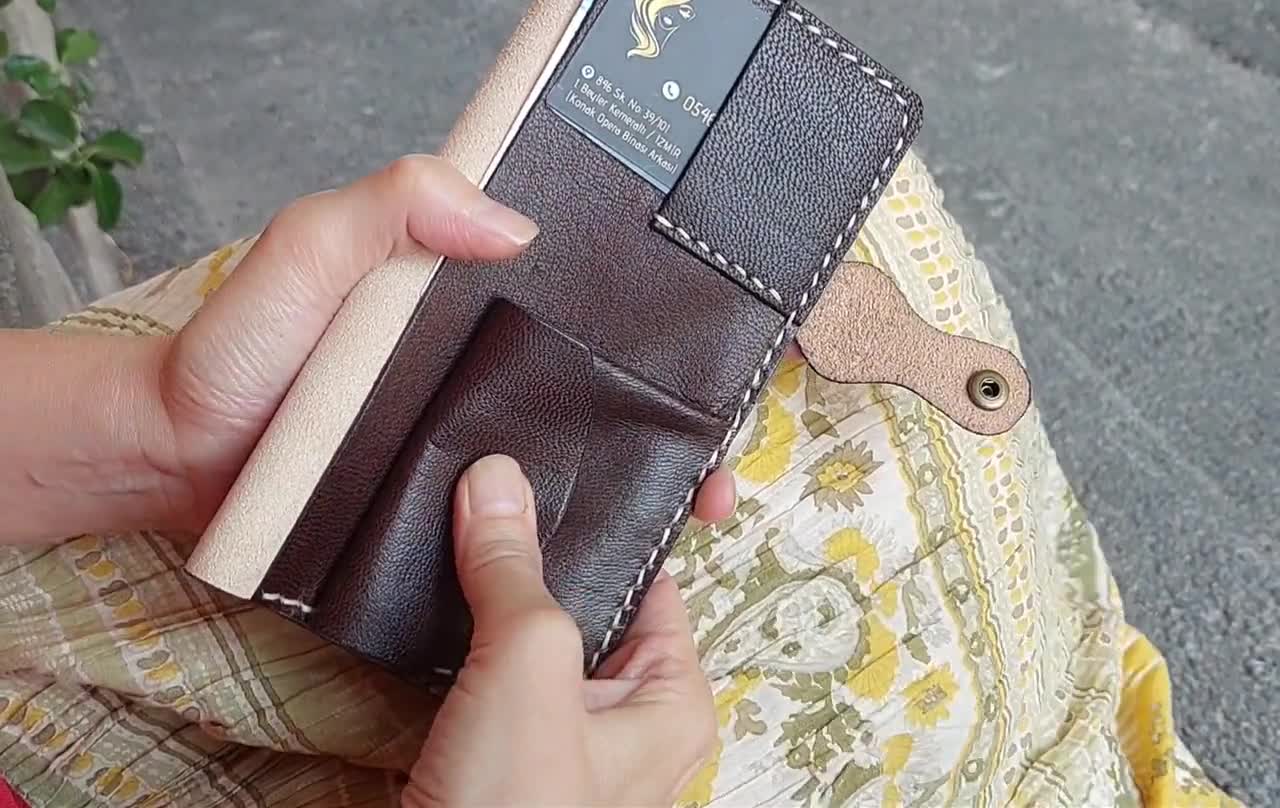 Cartera de cuero hecha a mano: Escena de atardecer en relieve, Tarjetero video poster