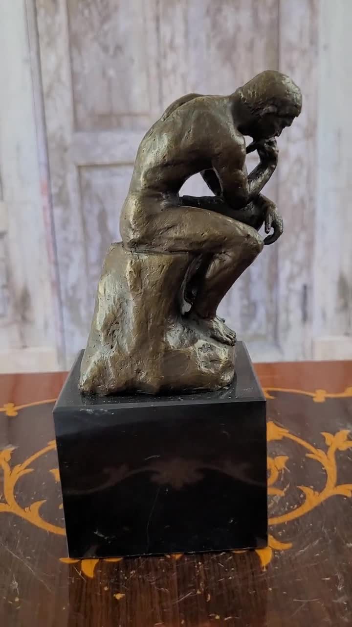 考える人ブロンズ像：オーギュスト・ロダン作 大理石台座の彫刻 - Etsy