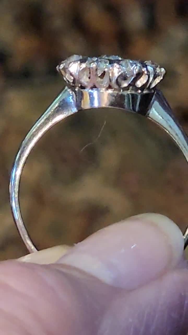 Antique Engagement Ring 0.46ctw Old Mine Cut Diamond Cluster Ring