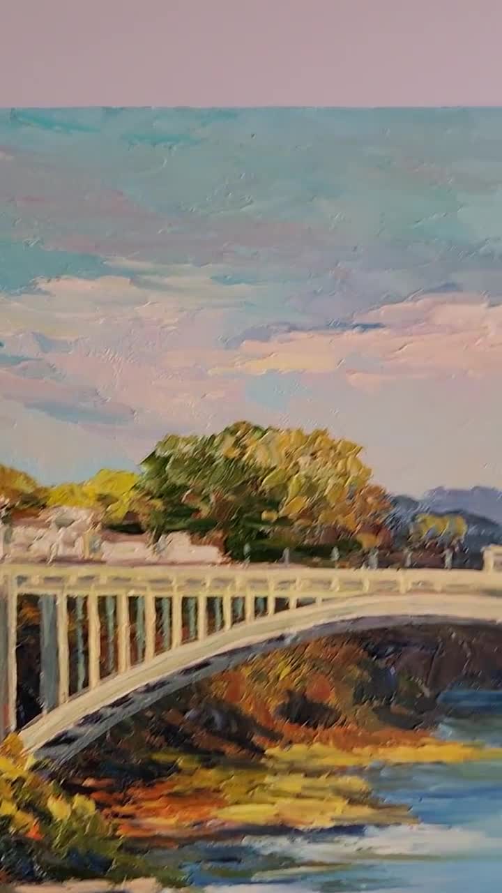 ナイアガラの滝の絵画 ナイアガラ川の絵画 風景画 花畑の絵画 橋