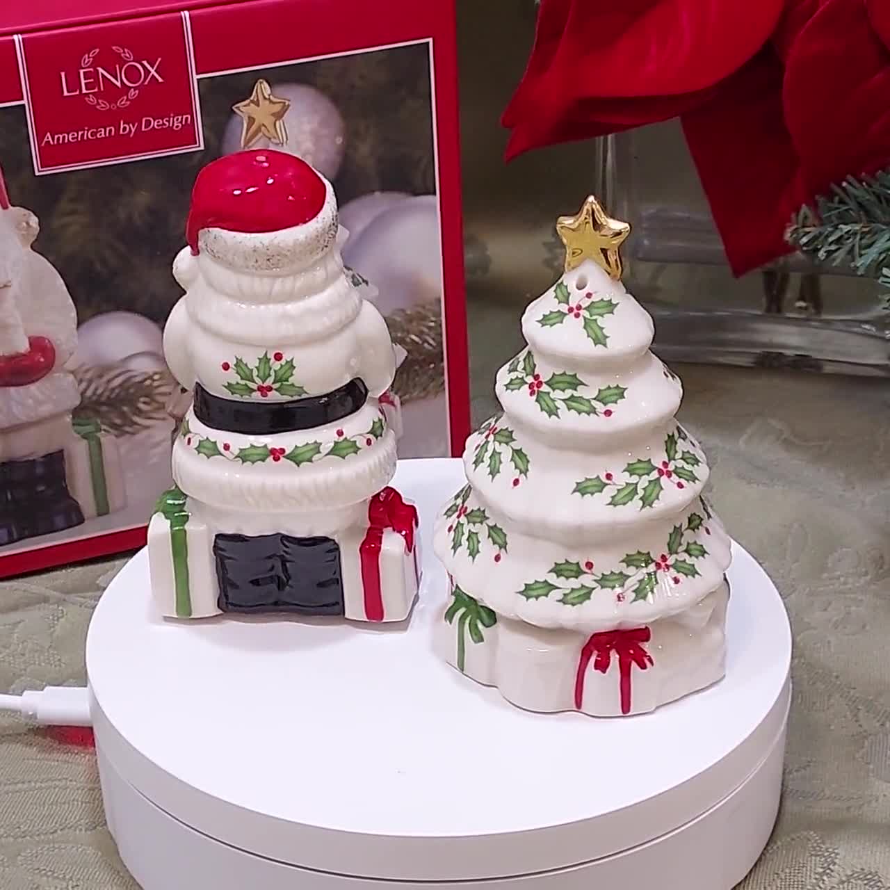 Lenox Holiday Salt & Pepper Shakers Santa and Christmas Tree - Etsy