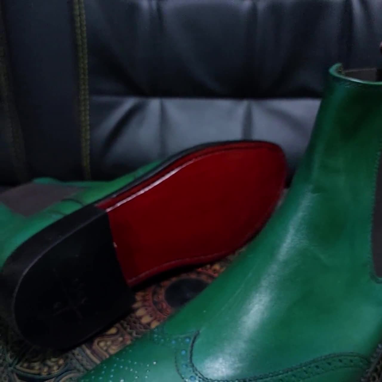 Mens green dress on sale boots