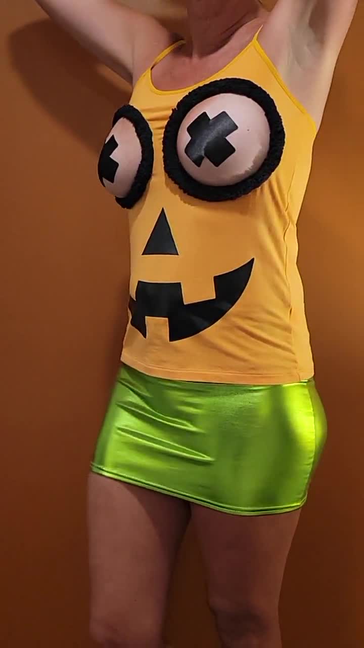 Sexy Halloween Costume, Tank Top Only, Made for Your Breasts NOT INSERTS,  Pumpkin, See Details, Boob Hole, Breast, Cut Out, Jack O Lantern 