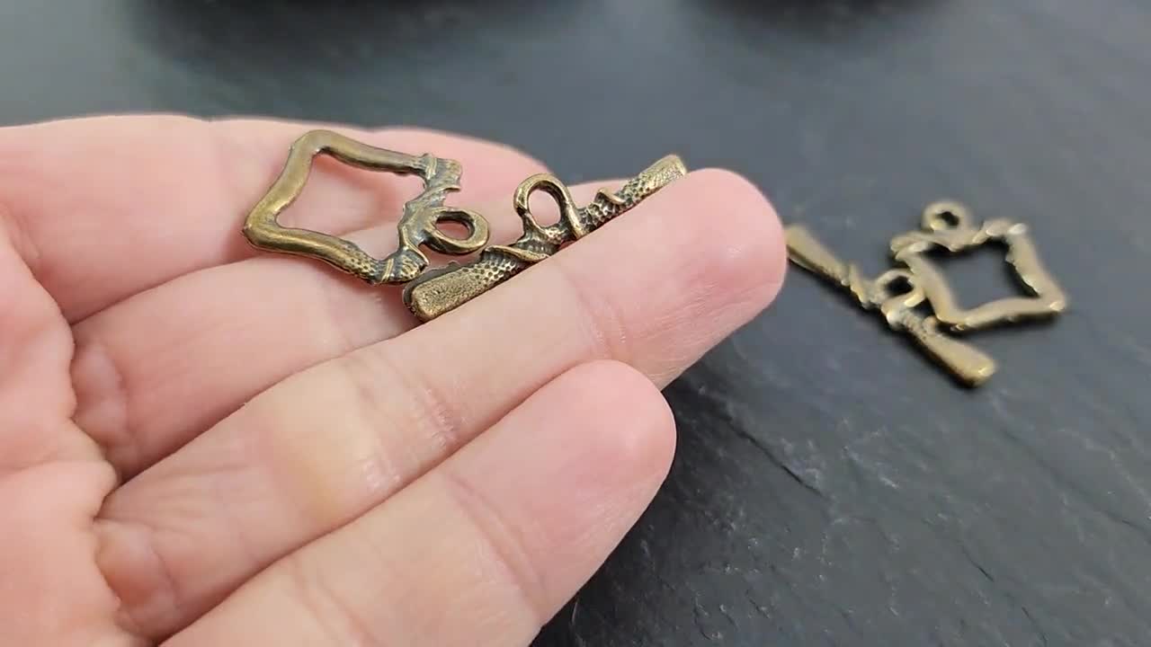 50 Set Di Chiusure A T Toggle Rotonde 16mm Con Barra E Anello - Fermagli Per Gioielli Fai Da Te, Bronzo Antico