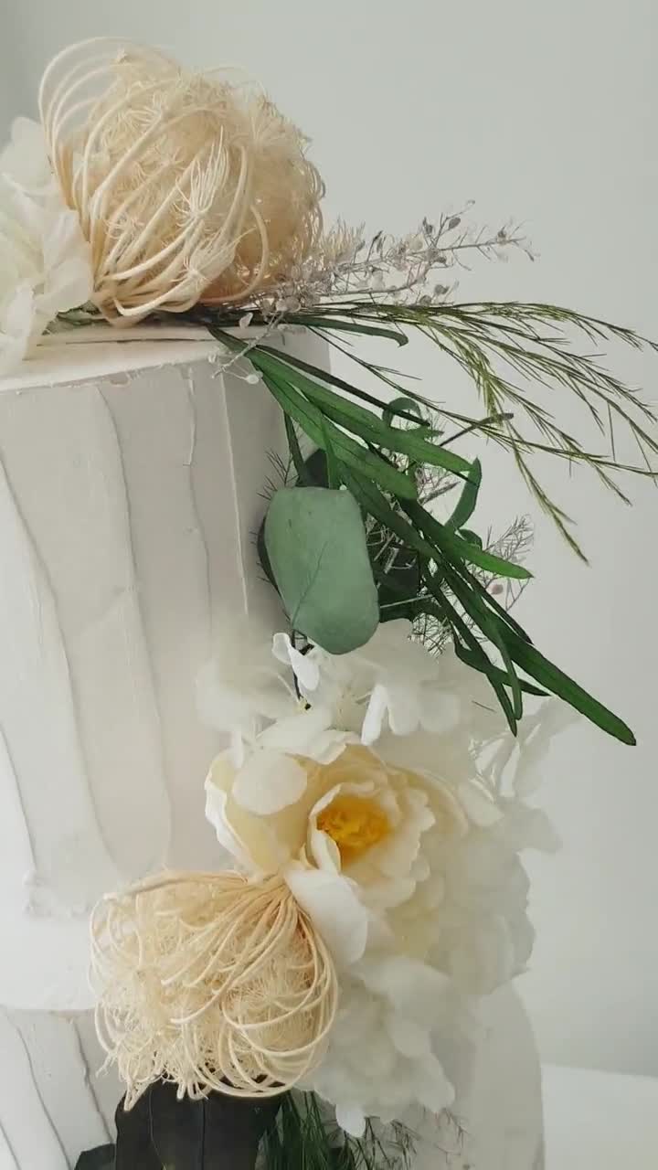 Wnvivi Topper Per Torta Con Fiori Artificiali Di Seta - 3 Pezzi - Decorazione Nuziale Elegante E Personalizzabile - copertina