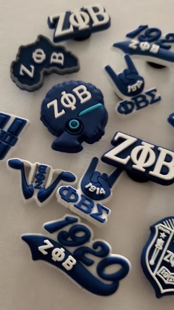 Zeta Phi Beta Croc Charms, Sorority Shoe Decorations, Greek Letter