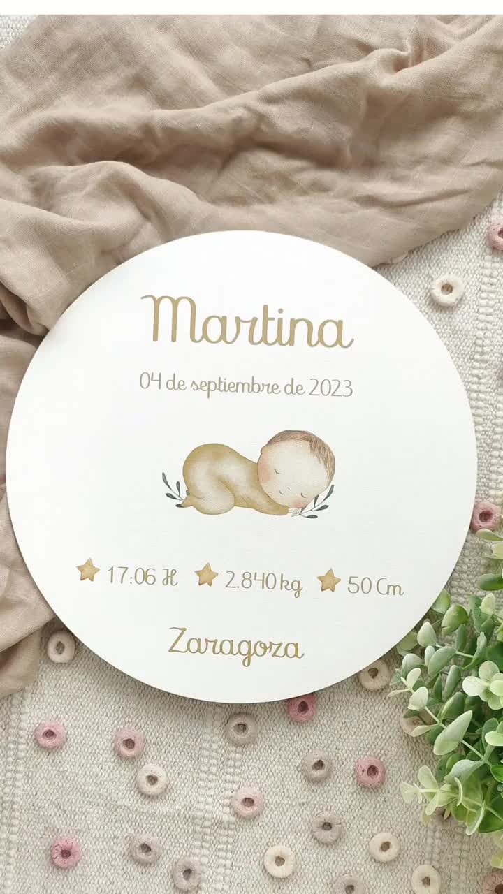 Natalicio de Madera Personalizado Para Bebé - ALABRISA detalles