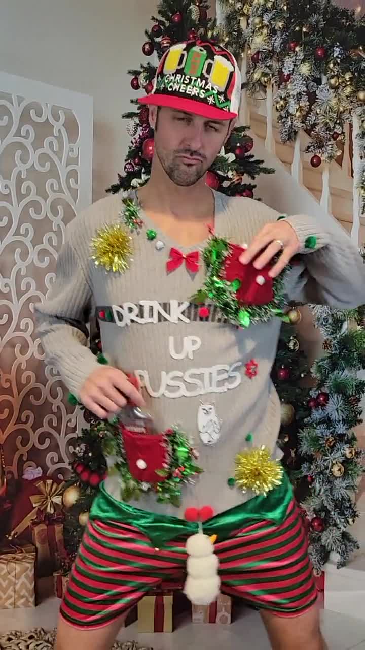 Sexy Ugly Christmas Sweater, It is NOT A PLASTIC Boob, Cut Out