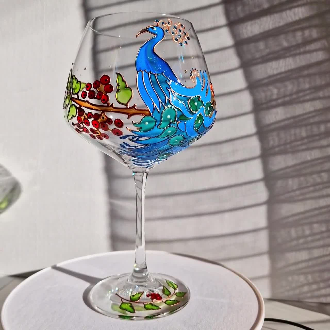 Peacock Wine Glasses - Set of 2 - Not Just Jugs