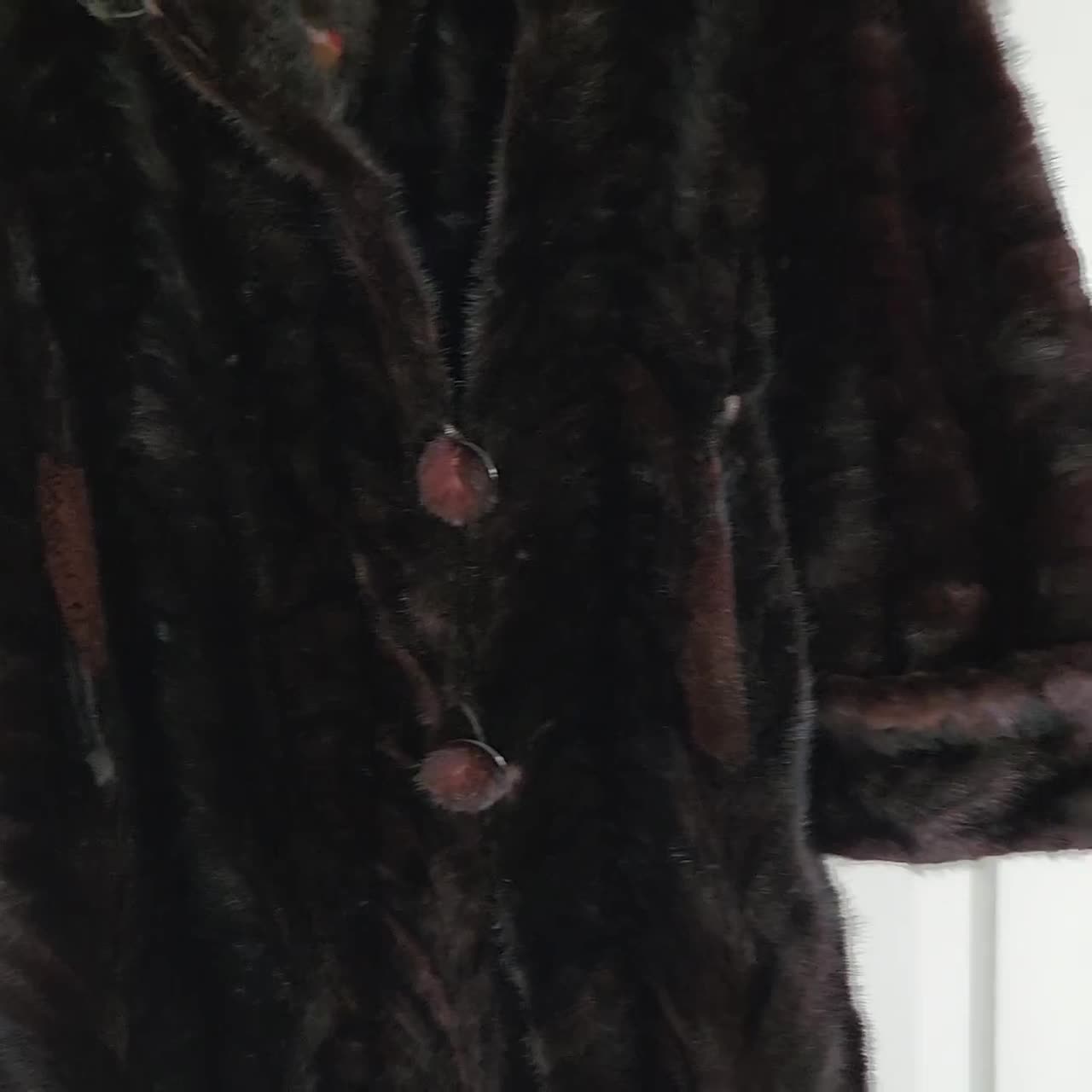 Black brown fur coat size Large