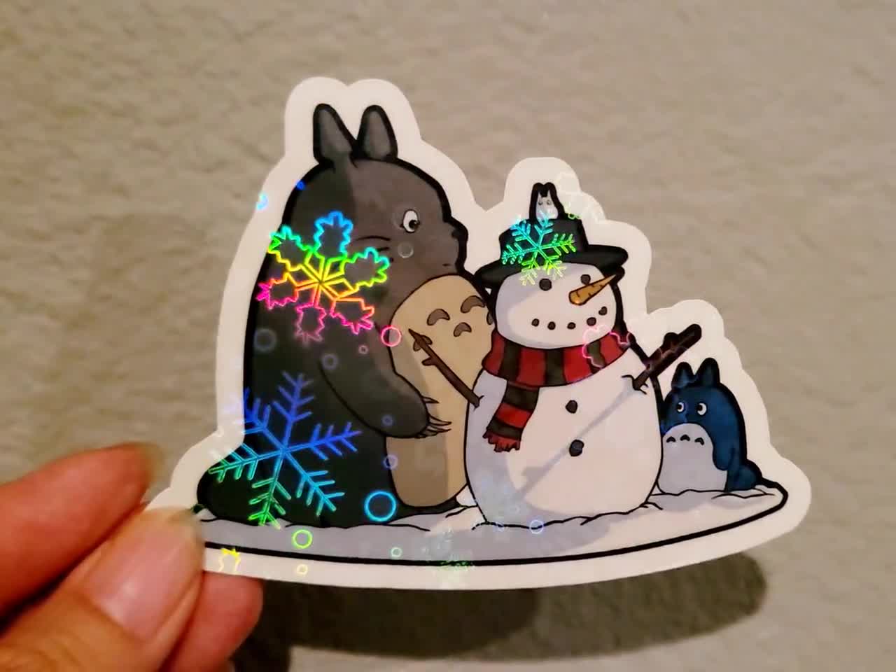 Sticker - Totoro & Friends With Snowman - Etsy