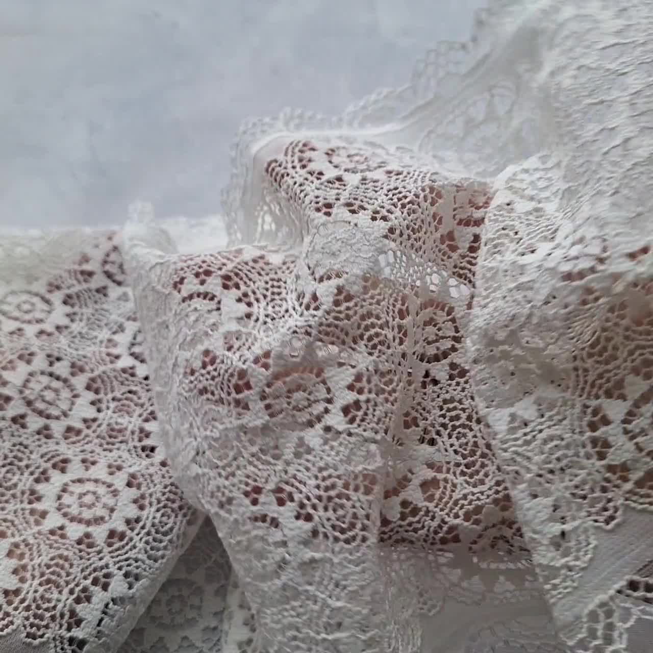 Ivory Stretch Lace Wide 15.5 cm/6 French. Lingerie Craft Bridal