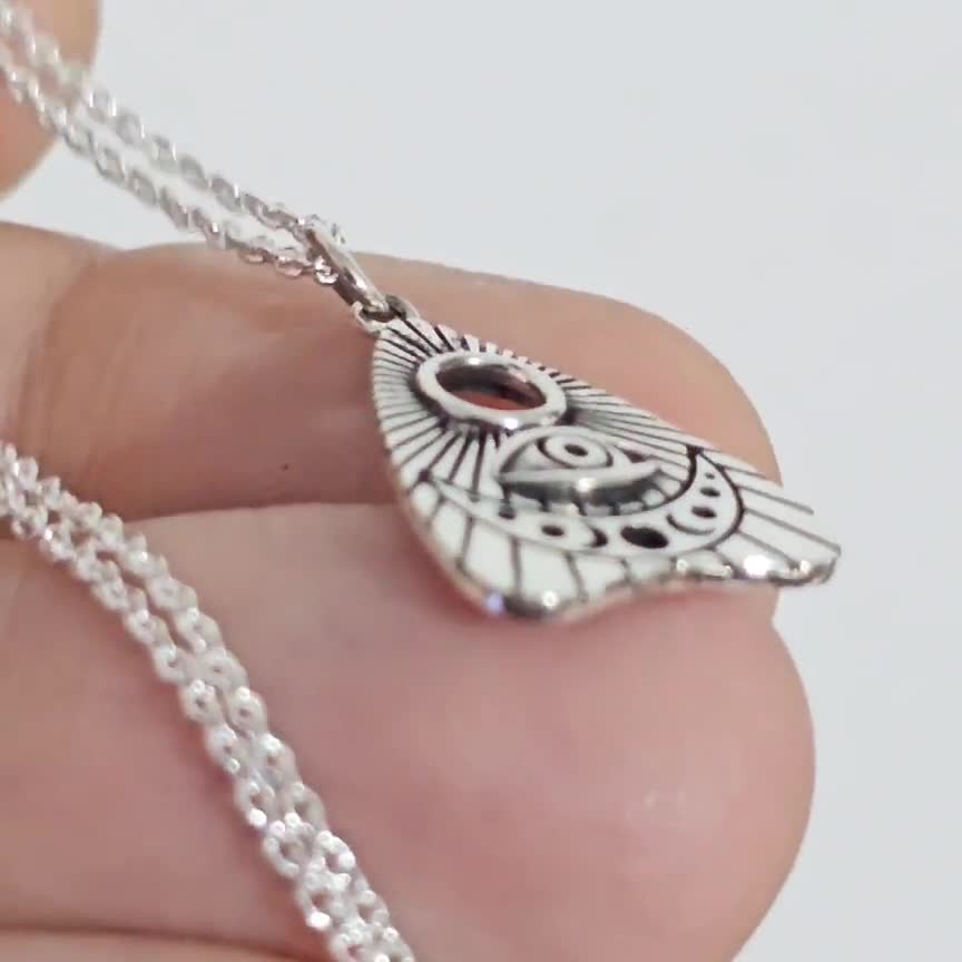 Ouija Planchette Evil Eye Necklace Pendant Moon Phase