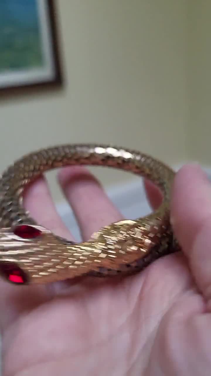 Vintage 70s Gold Mesh Coil Snake Bangle Bracelet - Etsy