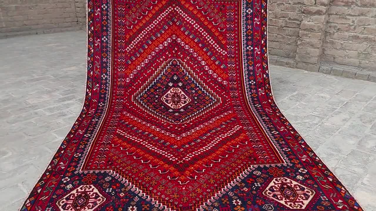1920年代アンティークコーカサスラグ - アフガニスタンハンドメイド