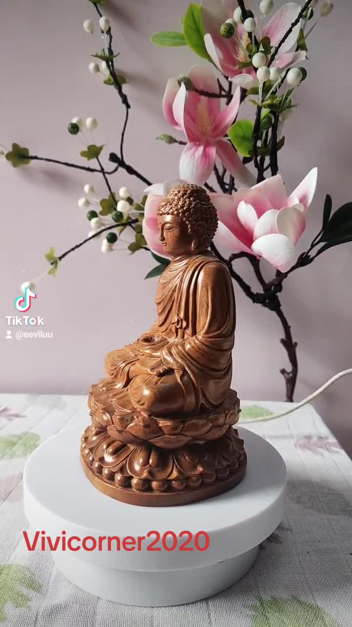 Handcrafted Incense Wood Meditating Buddha Statue on Lotus - Etsy