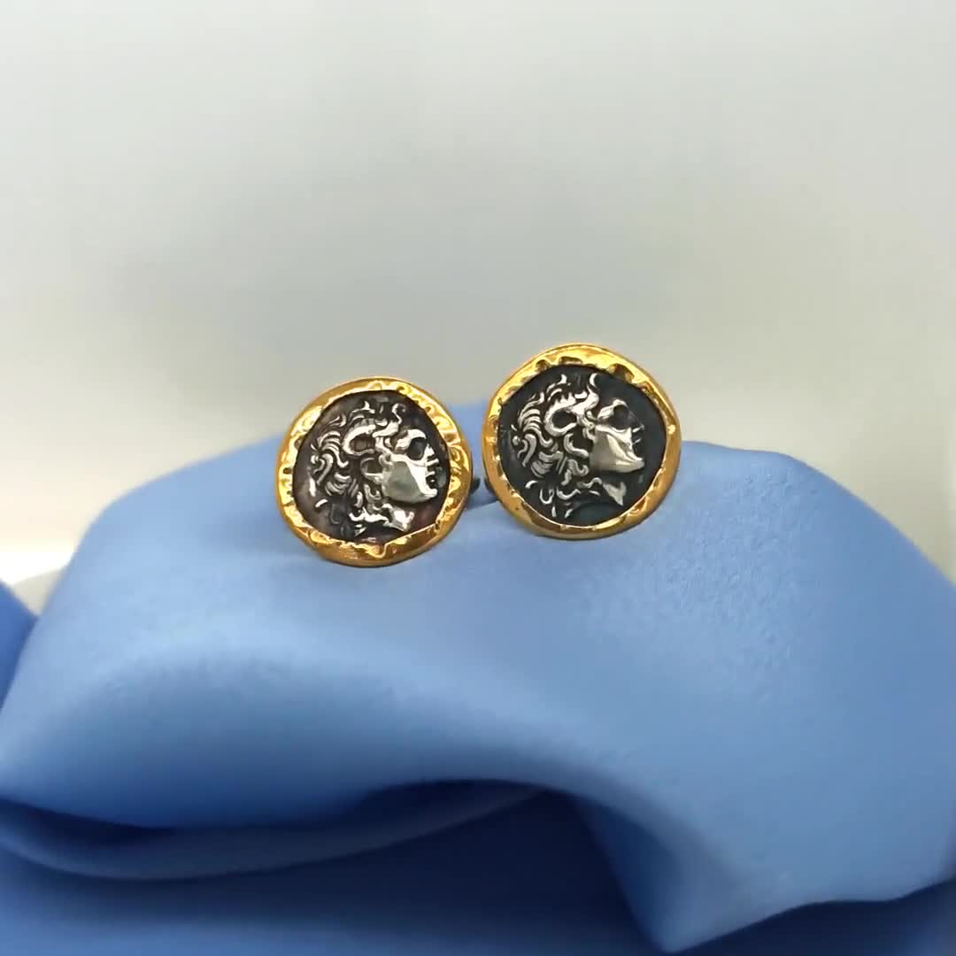 Alexander the Great cufflinks Ancient Greek coin, Alexander the great coin,  Greek gold cufflinks, Men's cufflinks, Ancient greek jewelry