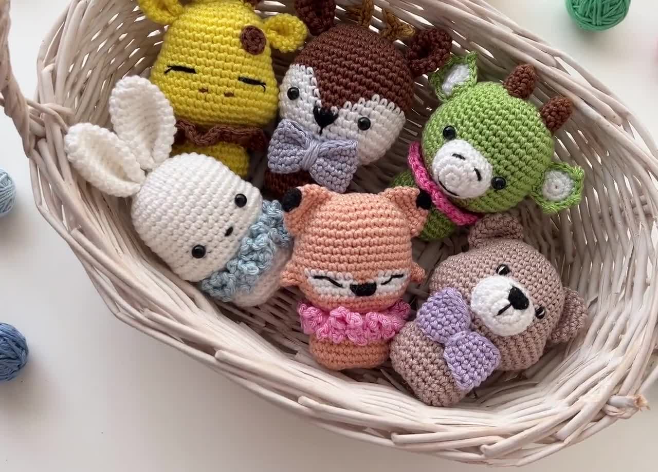 Amigurumi Toys Set of 3, Fox, Giraffe, buying Lion, Frog, Sheep Choose any 3!